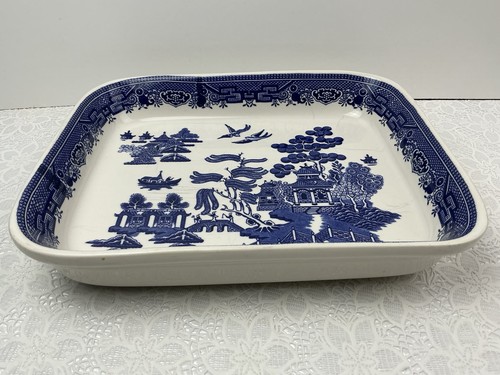 Vintage blue white willow - white,