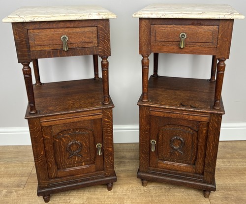 Pair bedside tables antique - of,