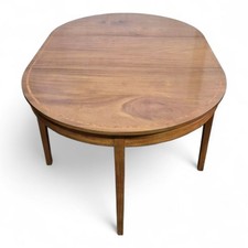 Antique mahogany dining table - inlaid D end table / pair console tables