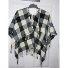 M&S Shawl Scarf Wrap Black White Womens