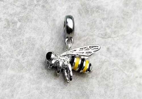 Yellow black bumble bee - yellow, s925