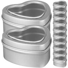  12 Pcs Mason Jars Silver Heart-Shaped Window Candle Making Tins