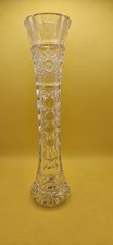 Tall Slim Cut Glass Vase