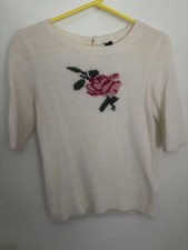 Women’s Topshop Angora Rabbit Hair Floral Jumper UK Size 8