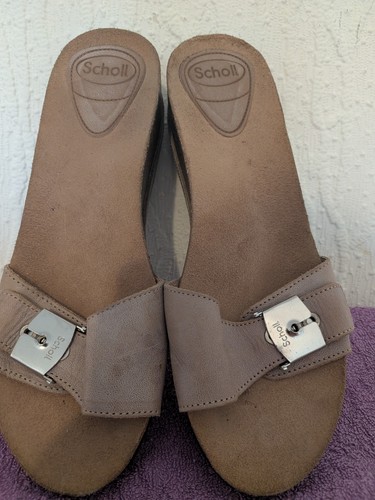 Scholl leather cork heeled - dr,