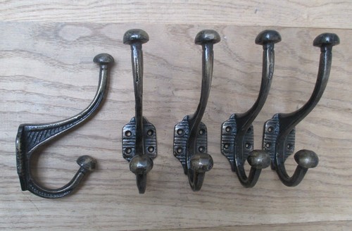 Rustic iron coat hooks - , ridged