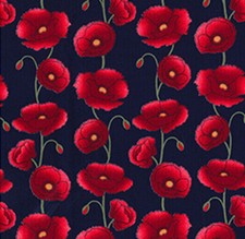 100% Cotton Fabric - Red Poppy