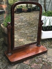 Antique dressing table mirror wooden surround - tilting