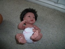 RARE SPANISH ARTIST DOLL HAIRY NEWBORN BABY GIRL ANATOMICALLY OK  A JUAN REBORN?