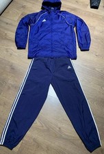 Adidas Nylon Tracksuit Waterproof Bottom Pants Jacket Size Large Blue