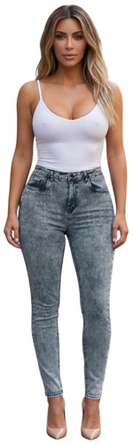 Ladies blue wash - blue, stretch