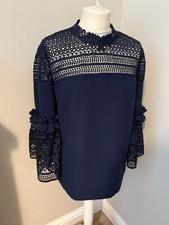 Womens navy blue top with lace by Ted Baker, size 4 (fits 14) great condition