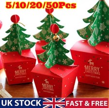 Red Merry Christmas Tree Bell Party Paper Favour Gift Sweets Carrier Bags Boxes