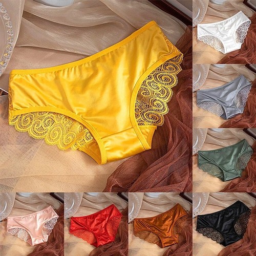 Ladies lace satin silk briefs - satin,