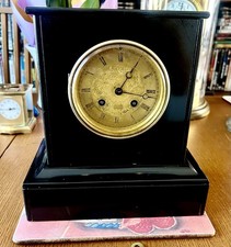 1860 Antique Rollin A Paris Slate Marble Striking French Mantel Clock Serviced