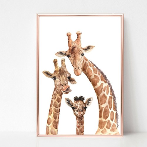 Giraffe family print - giraffe, picture
