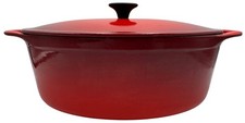 Vintage Le Creuset Cousances Oval Red Enamel Cast Iron Casserole Dish Lid 28cm