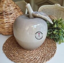 Slight Seconds Ceramic Apple Ornament Glazed Grey Beige Sculpture Large 20 cm 