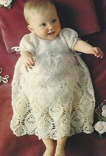 Baby Vintage Christening Gown Heirloom 2ply Crochet Pattern 913