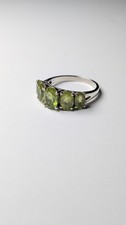 Vintage Sterling Silver 5 Stone Green Peridot Ring | Size P 1/2 | 925 Silver 