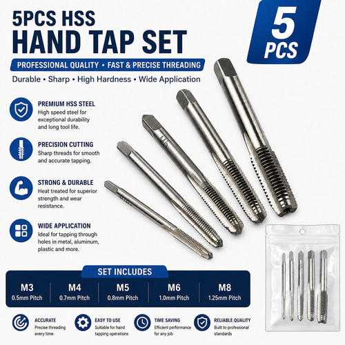 5pcs metric hand tap set - set, m4