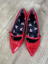 Red Patent Flat Court Shoes