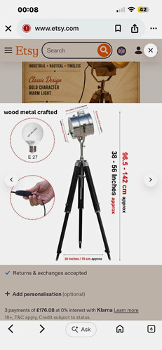 Tripod floor lamp wood - lamp, metal