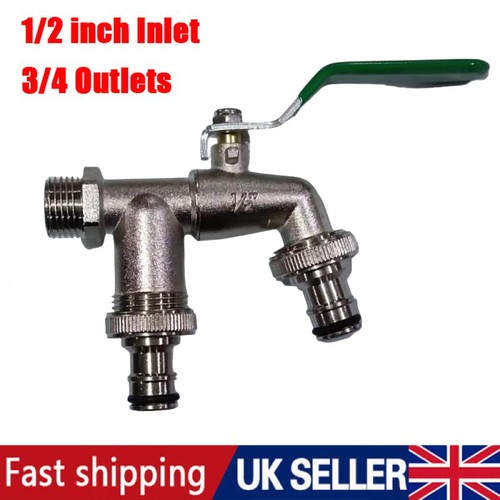 Double garden tap with 2 - double,