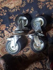 Large Casters 200x30 Rubber Set of 4 Heavy Duty  2 Fixed 2 Swivel And Brake