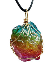 Rainbow aura quartz pendant - rainbow,