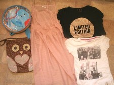 Girls Bundle Bags Iggle Piggle & owl ,Next Pink Dress ,2x T-shirts Used- good 