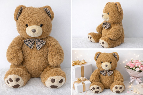 Large brown teddy bear - brown, plush