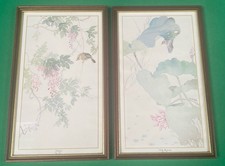 2 Vintage Oriental Prints Tong Shiang Chang Lee  Framed Solitude & Pink Morning