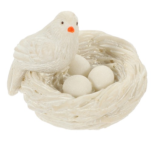 White resin miniature bird - white,