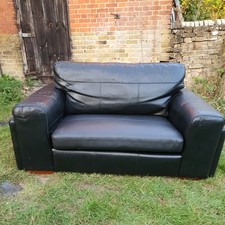 Leather Sofa, Black, 2 Seater