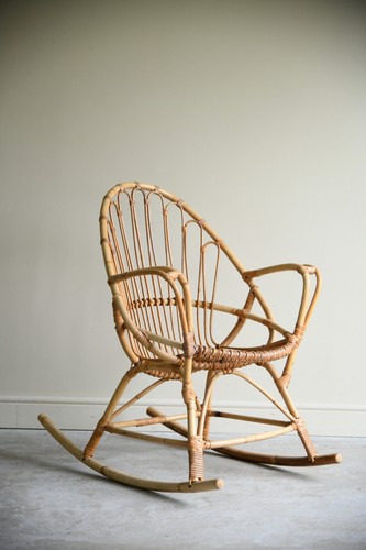 Vintage bamboo rocking chair - vintage,