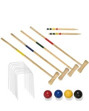 Outdoor Wooden Garden Lawn Children Family Game Giant Croquet Set for 4 Players
