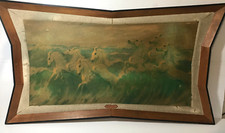 Large Wild White Horses Painting Print - Violet Skinner - Unique Angled Frame