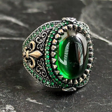 Men Oval Green Jade Gemstone