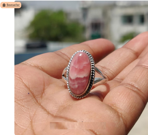 Rhodochrosite gemstone ring - gemstone,