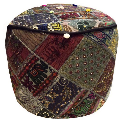 Patchwork pouf ottoman indian - patchwork,
