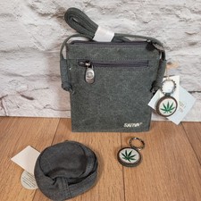 Hemp & Organic Cotton Grey SATIVA Wraparound Bag, Coin Purse & 2 Key Ring