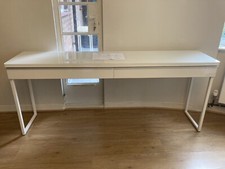 Console Table Side Slim Glass Top White High Gloss Besta Burs 180x40x74cm Ikea