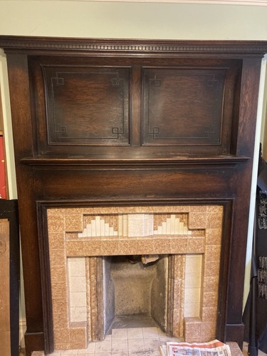 Large victorian wood fireplace - wood,