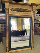 Antique Regency Giltwood Pilaster Neo Classical Lotus Detail Pier Glass Mirror