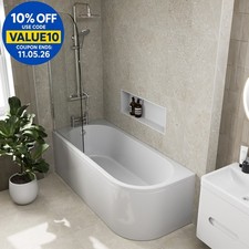 Shaped shower bath left - shaped,