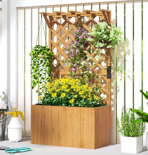 Wooden planter trellis outdoor - planter,
