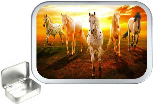 Horse sunset silver hinged - horse, sunset,