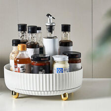 White Turntable Spice Rack Tray Makeup Lotion Perfume Holder Display Tray Round