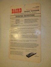 Baird 8800 TV instructions -